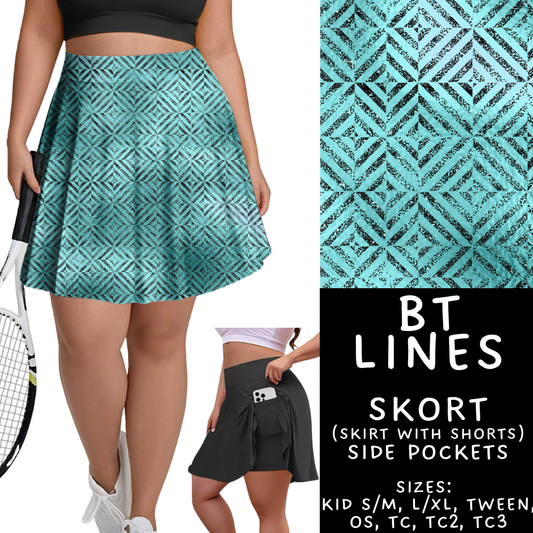 Batch #458 - Black & Teal Collection - Closes 12/3 - ETA late Jan - BT Lines Skort