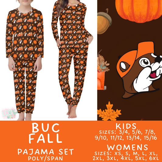 Batch #406 - Fall Family Pajamas - Closes 9/3 - ETA mid/late October -  Buc Fall Women's & Kid's Pajama Set