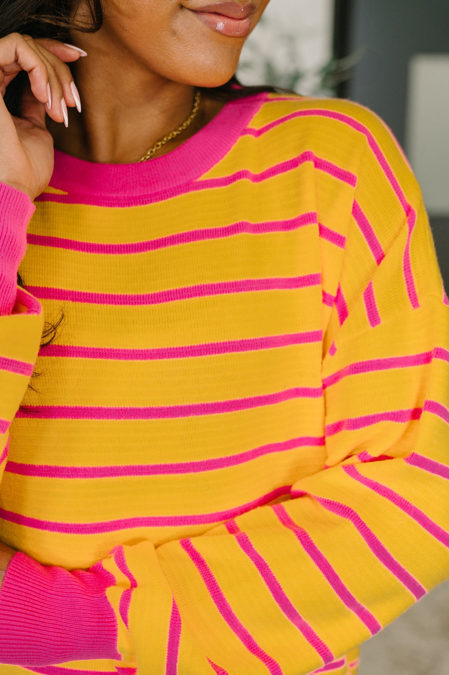 Bold Comfort Contrast Drop Shoulder Pullover
