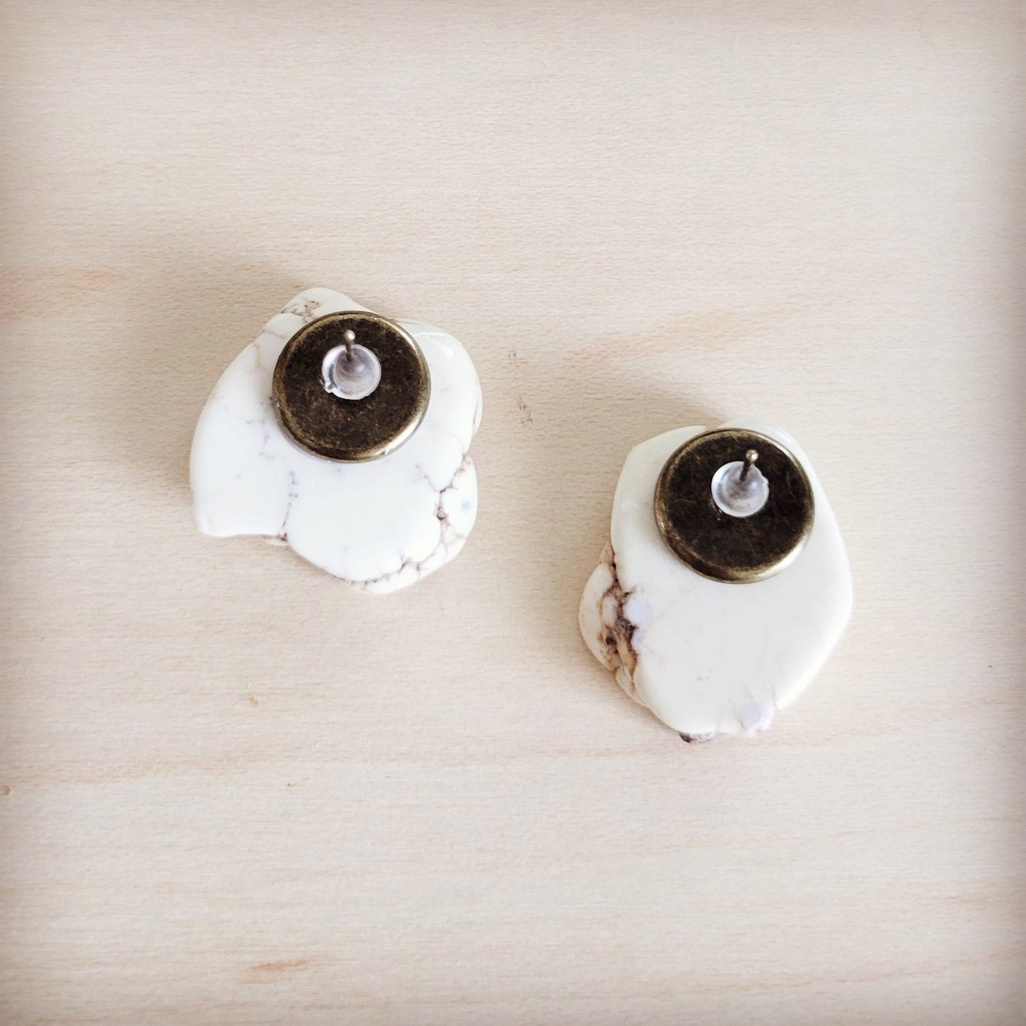Turquoise Slab Earring Studs-White 200bo
