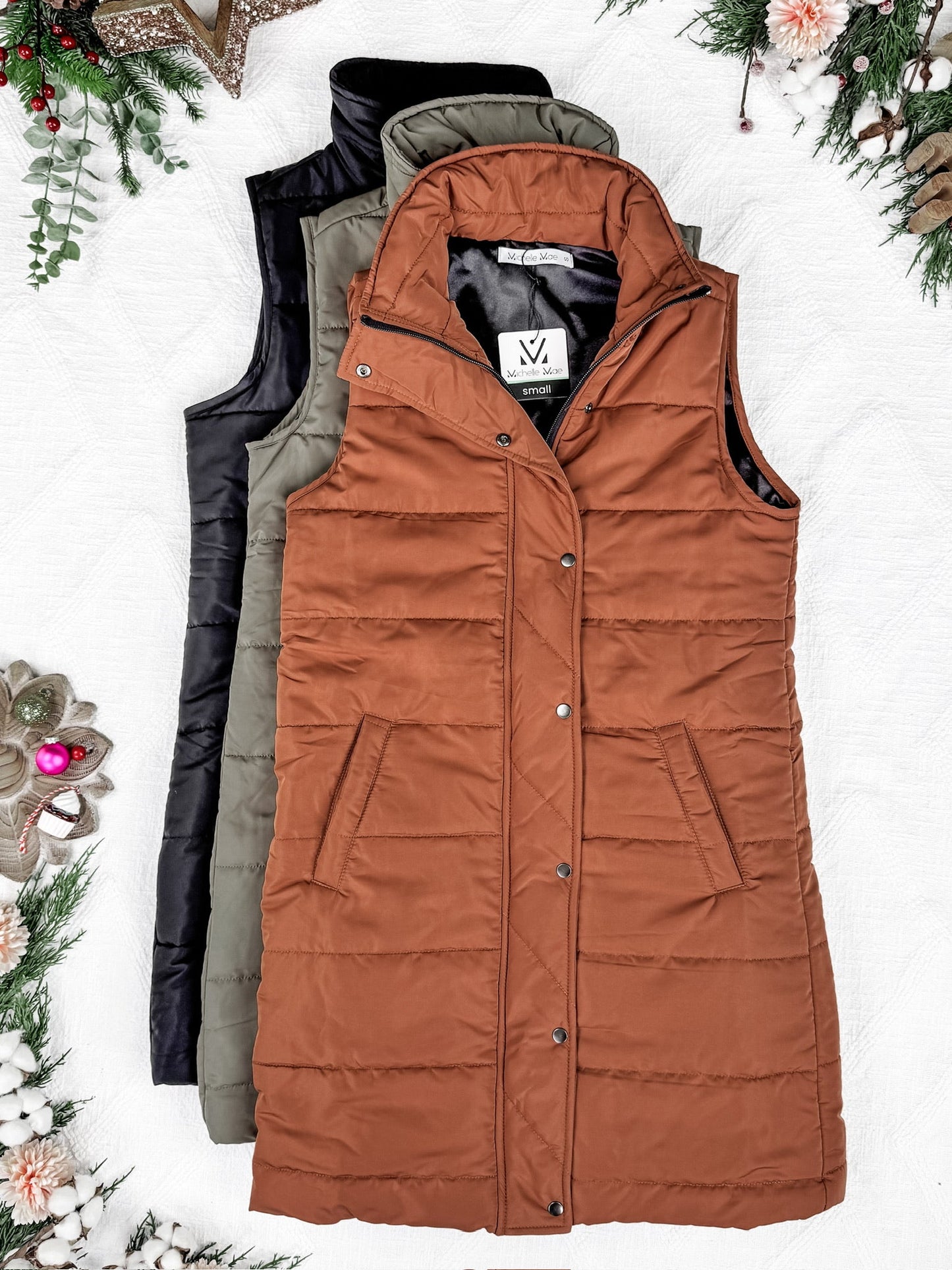 IN STOCK Harlow Long Vest - Cinnamon FINAL SALE