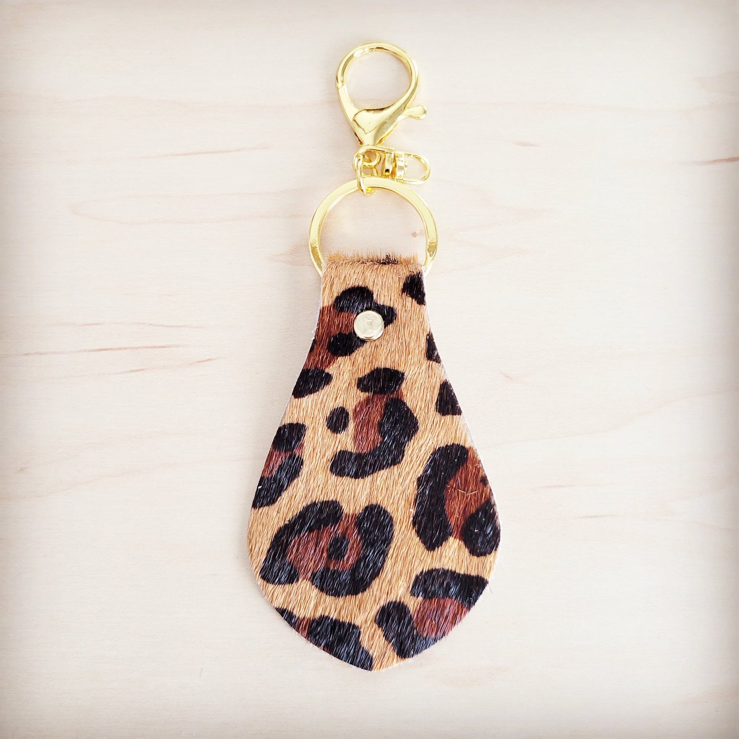 Hair-on-Hide Leather Key Chain - Leopard 700z