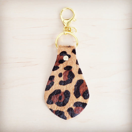 Hair-on-Hide Leather Key Chain - Leopard 700z
