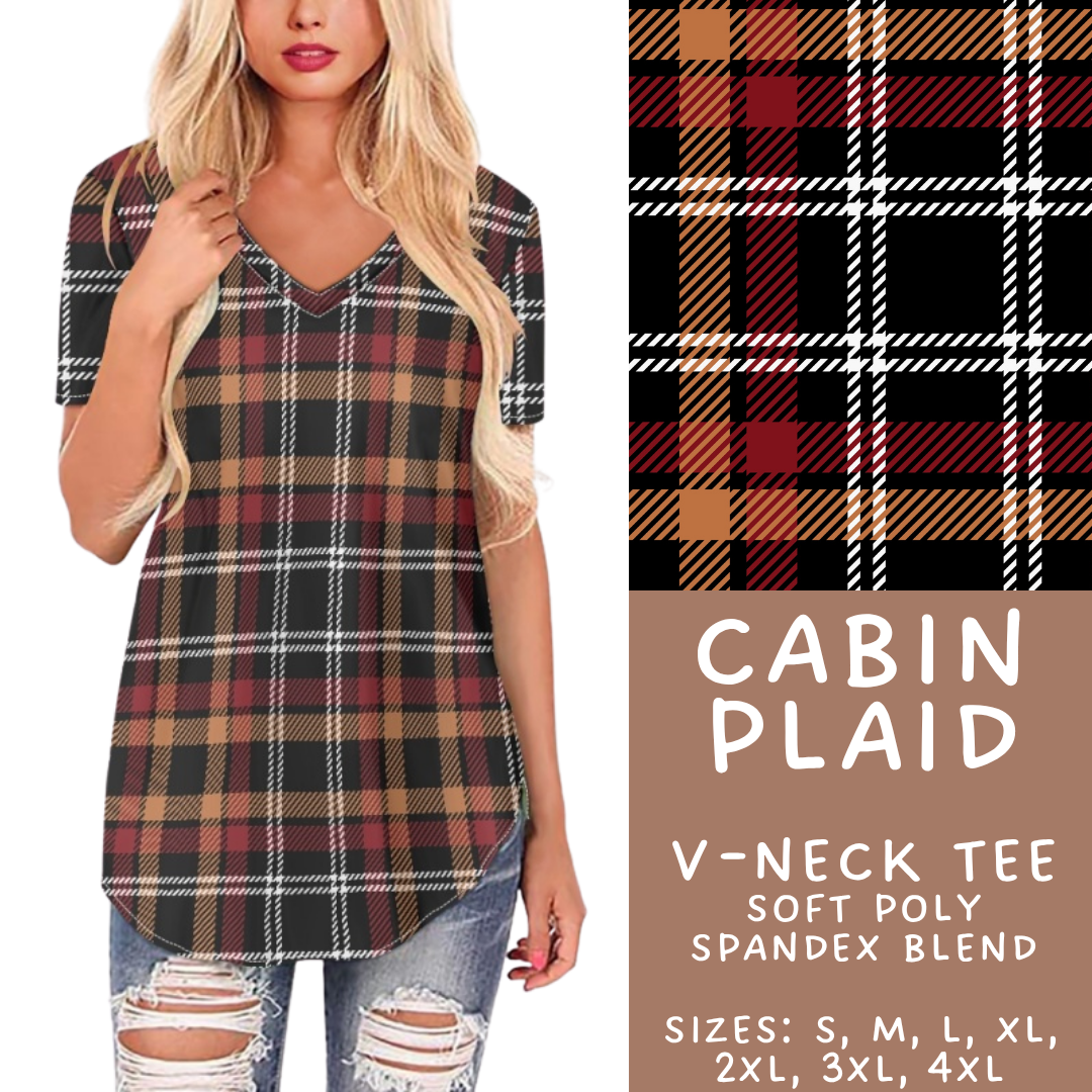 Batch #433 - Winter Cabin - Closes 10/20 - ETA early Dec - Cabin Plaid V-Neck Tee