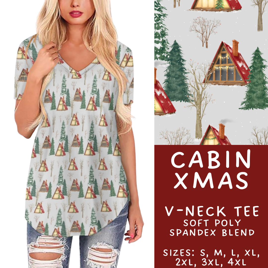 Batch #433 - Winter Cabin - Closes 10/20 - ETA early Dec - Cabin Xmas V-Neck Tee