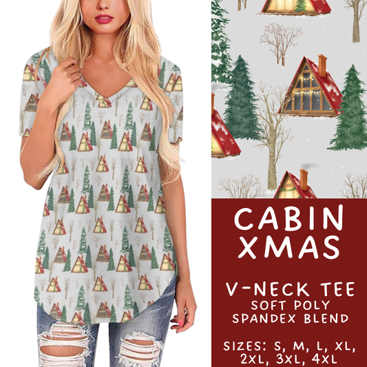 Batch #433 - Winter Cabin - Closes 10/20 - ETA early Dec - Cabin Xmas V-Neck Tee