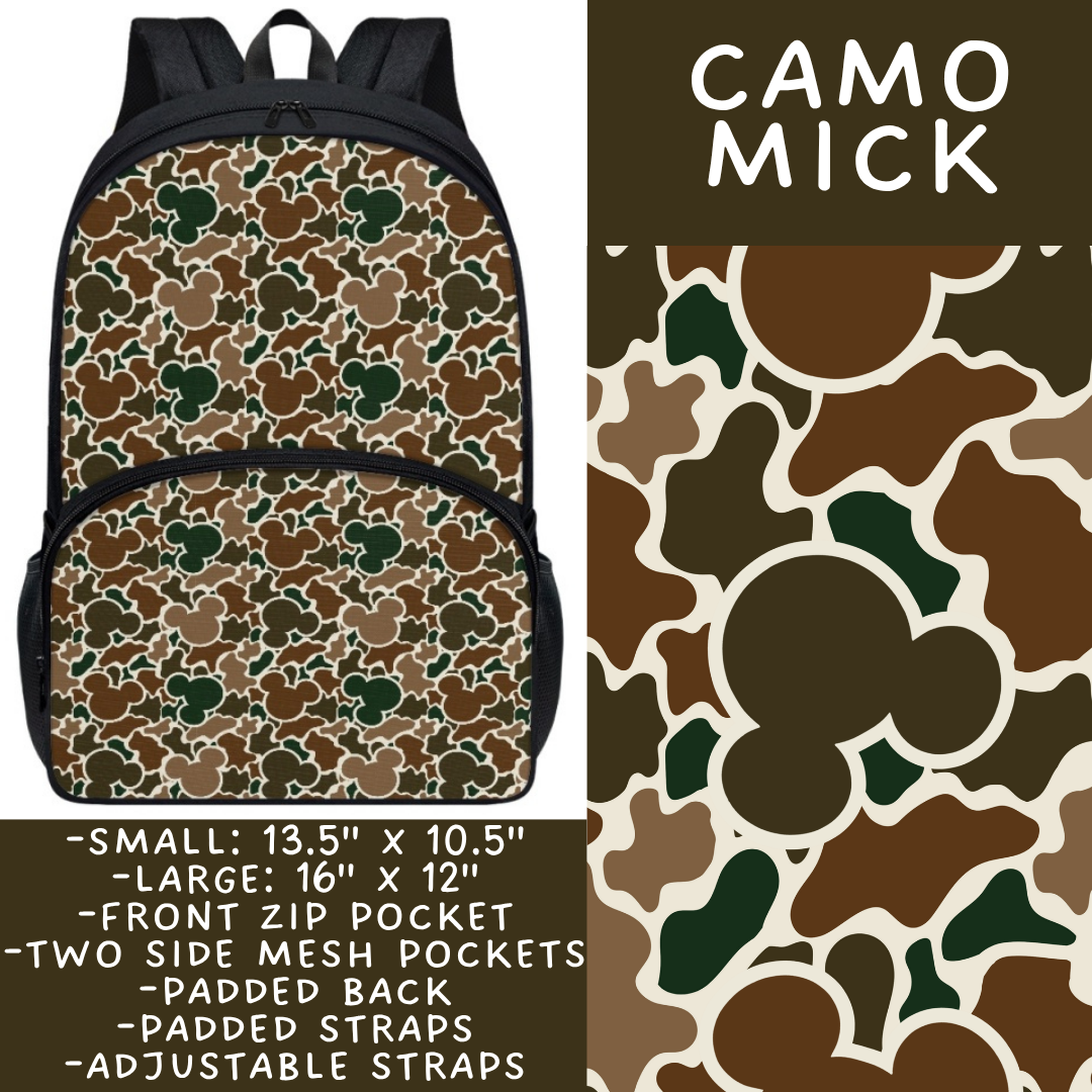 Batch #545 - Back to School 3 - Closes 6/19 - ETA early/mid August - Camo Mick Backpacks