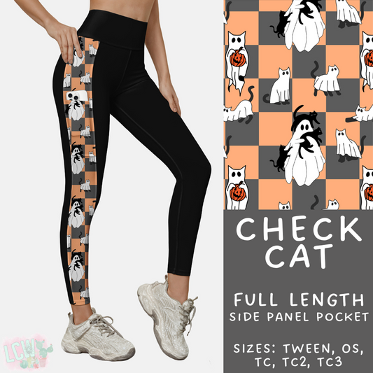 Ready to Ship - Check Cat Side Panel Pocket Leggings - OS