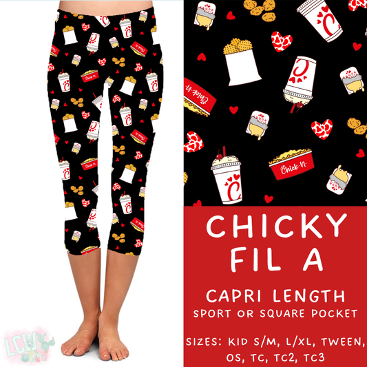 Batch #370 - Fun Run 12 - Closes 7/8 - ETA early Sept - Chicky Fil A Capri Length Leggings