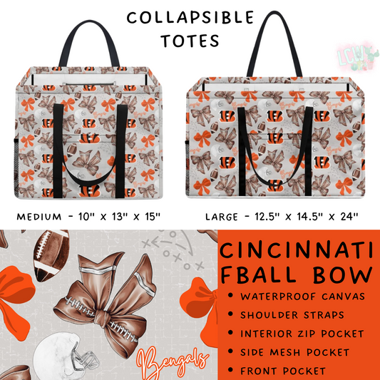 Ready To Ship - Cincinnati Bow Collapsible Tote