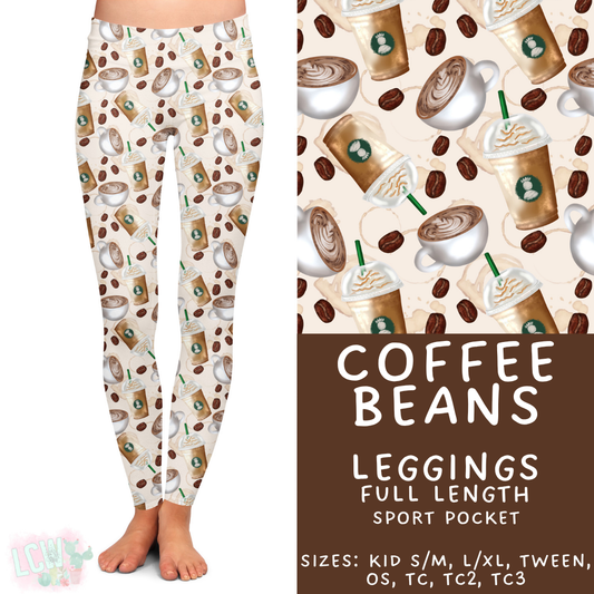 Ready to Ship - Coffee Beans Full Length Leggings - Sport Pocket TC
