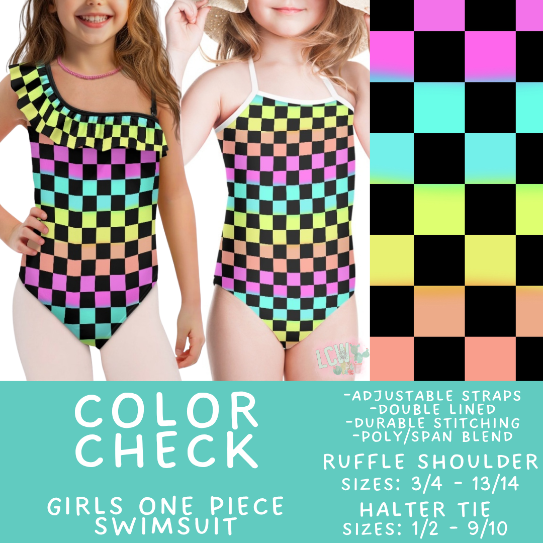 Batch #543 - Pool Party 2 - Closes 6/15 - ETA early/mid August - Color Check Girl's Swimsuit