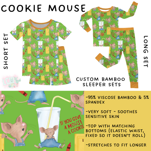 Ready To Ship - Cookie Mouse Bamboo Long Sleeper Set - 4T, 5T & 6T