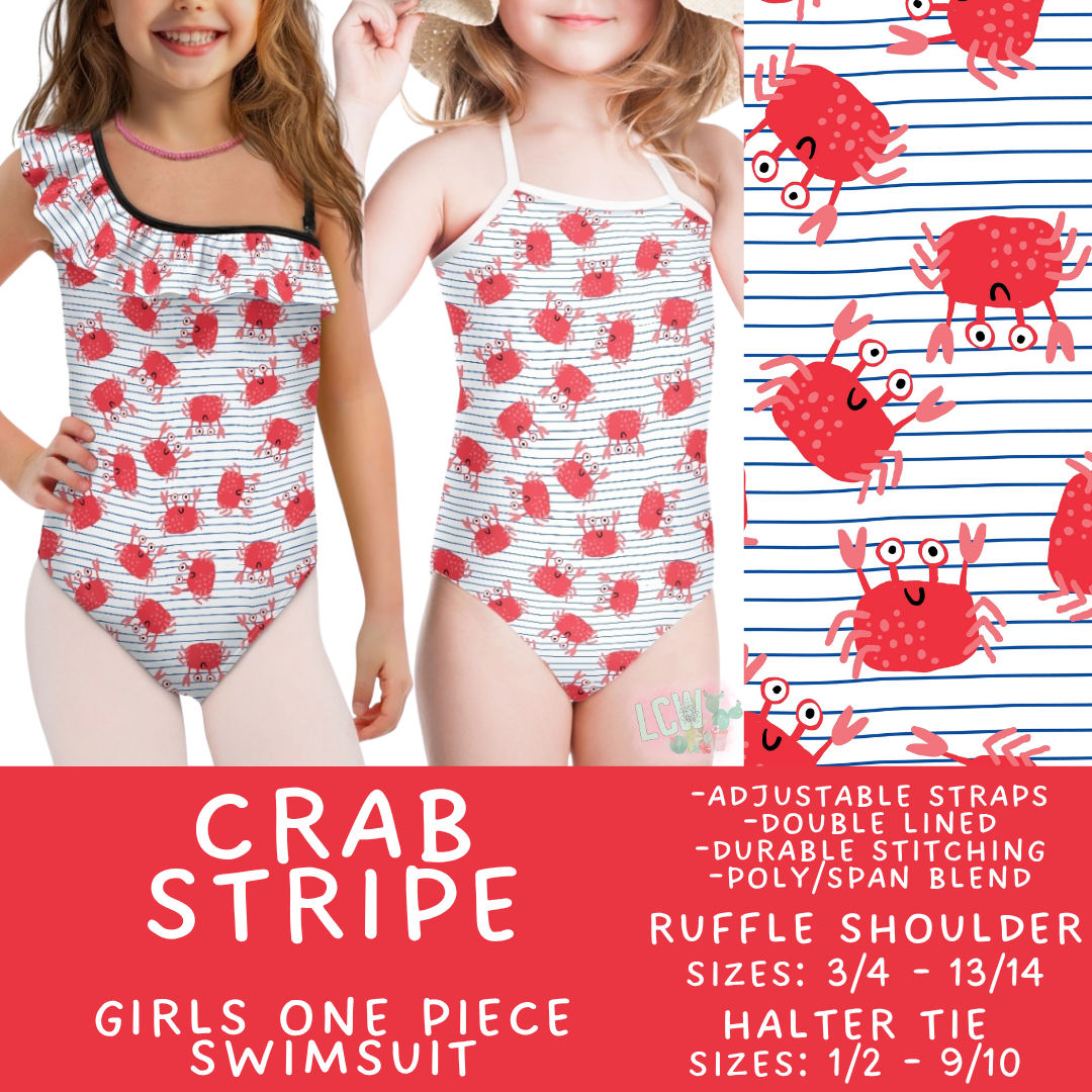 Batch #543 - Pool Party 2 - Closes 6/15 - ETA early/mid August - Crab Stripe Girl's Swimsuit