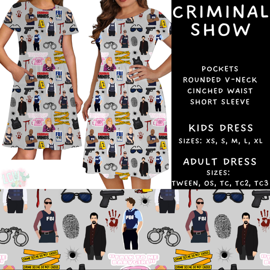 Batch #370 - Fun Run 12 - Closes 7/8 - ETA early Sept - Criminal Show Adult & Kids Dresses