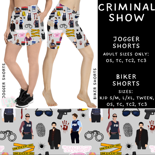 Batch #370 - Fun Run 12 - Closes 7/8 - ETA early Sept - Criminal Show Biker & Jogger Shorts