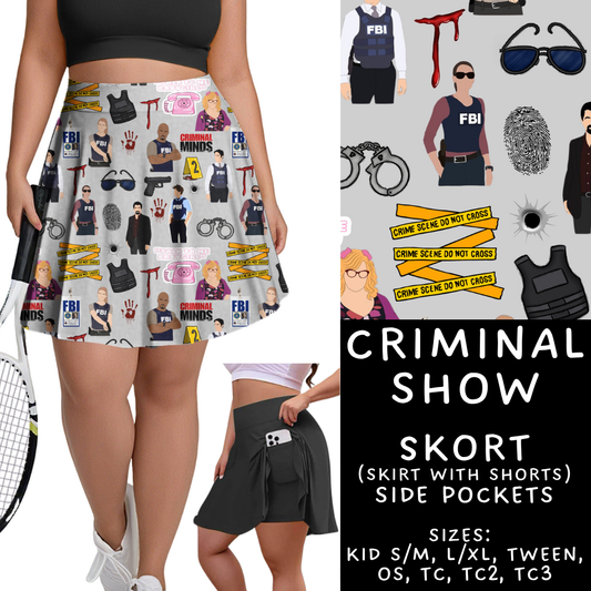 Batch #370 - Fun Run 12 - Closes 7/8 - ETA early Sept - Criminal Show Skort