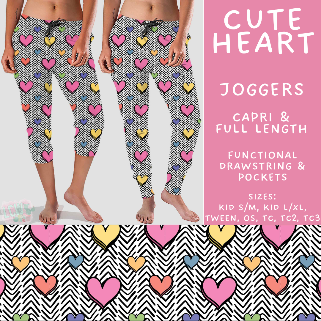 Batch #550 - Fun Run 24 - Closes 7/1 - ETA early Sept - Cute Heart Full and Capri Length Joggers