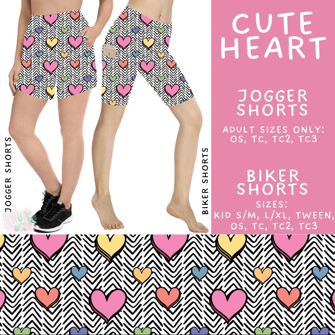 Batch #550 - Fun Run 24 - Closes 7/1 - ETA early Sept - Cute Heart Biker & Jogger Shorts