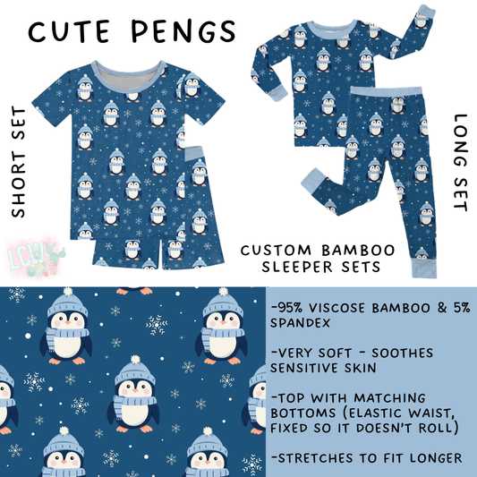 Ready to Ship - Cute Pengs Bamboo Long Sleeper Set - 2T & 4T
