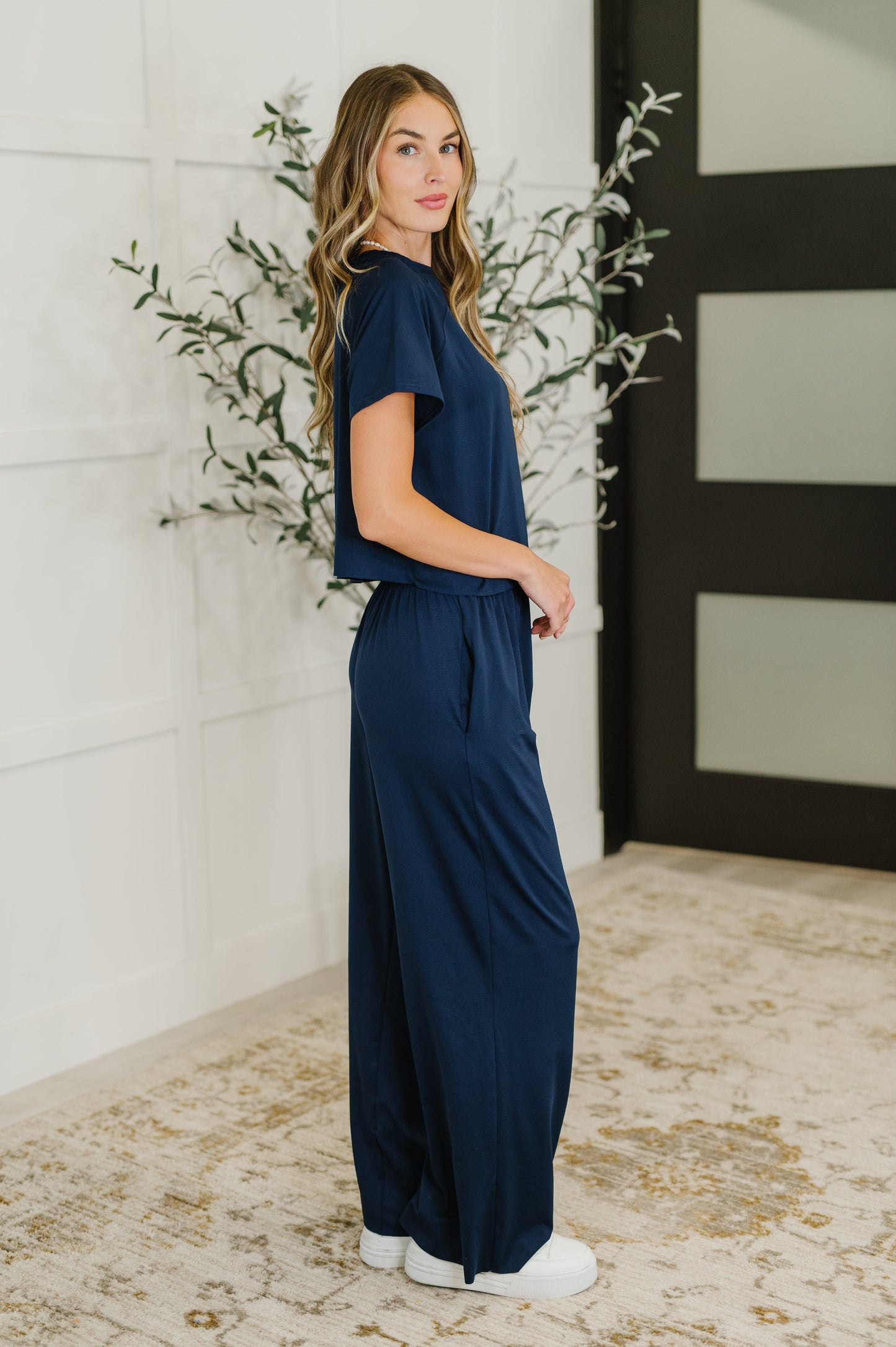 PREORDER: Casual Top and Bottom Set in Navy