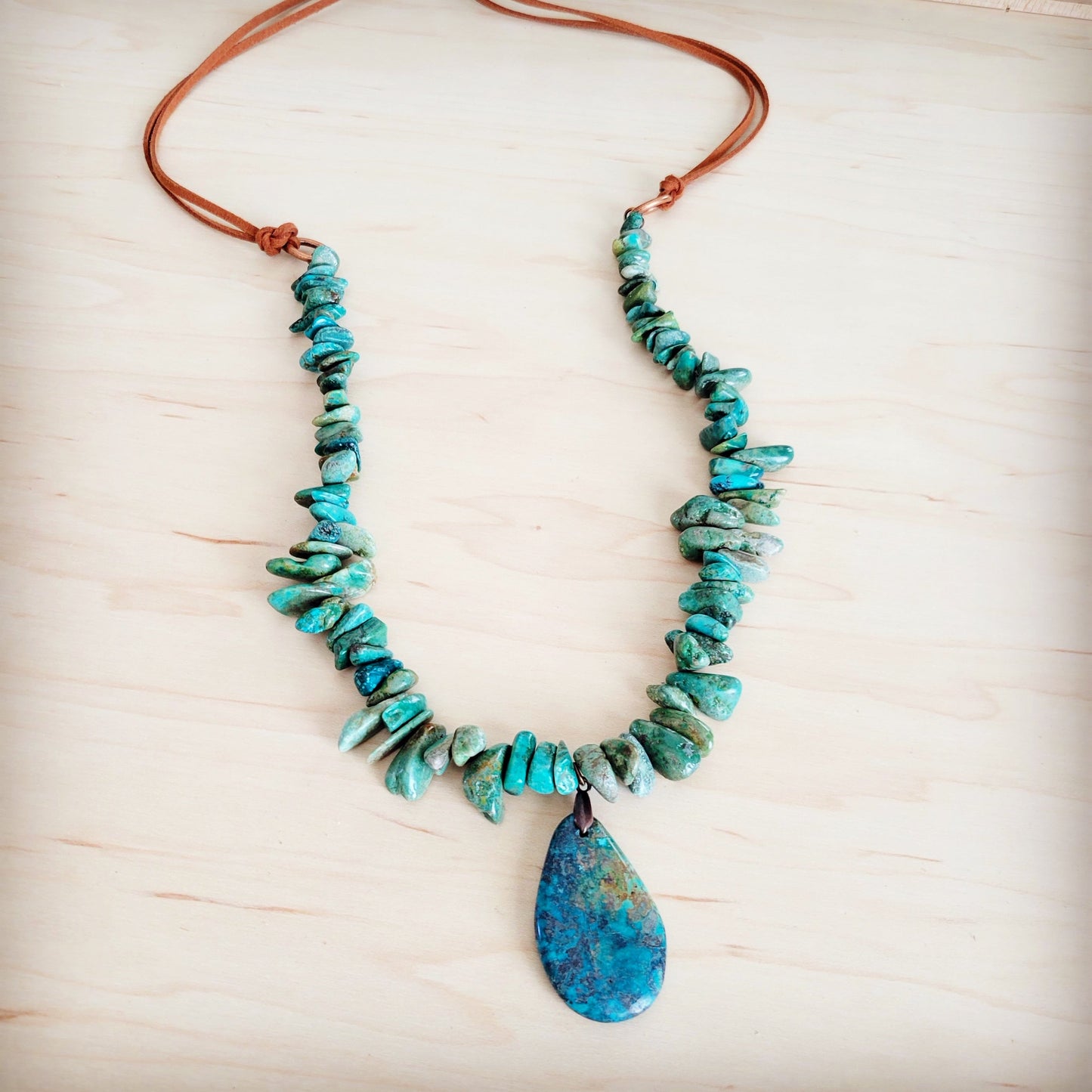 Natural Turquoise Chunky Necklace with Large Natural Pendant 250f
