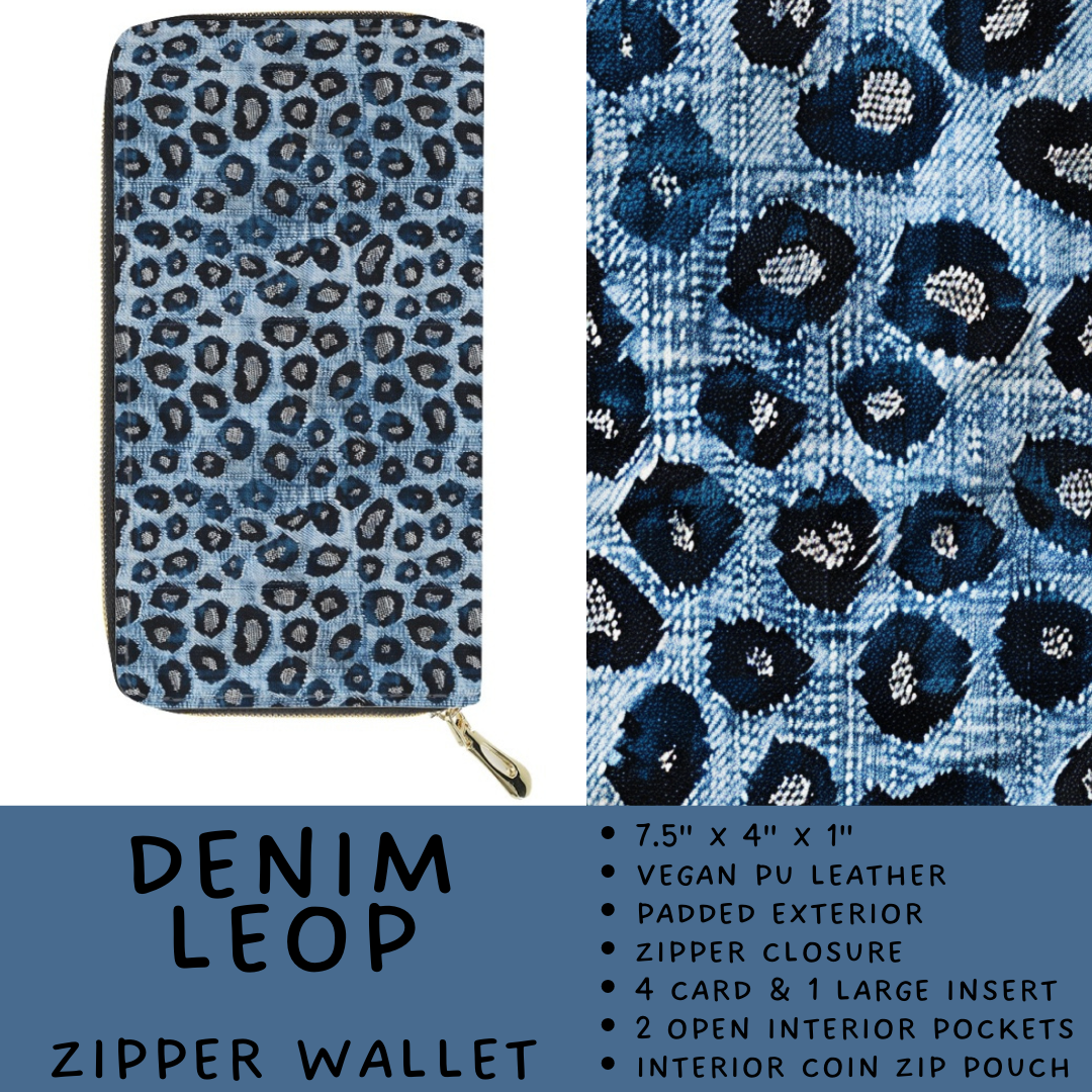 Batch #460 - Zip It Collection - Closes 12/5 - ETA late Jan - Denim Leop Zipper Wallet