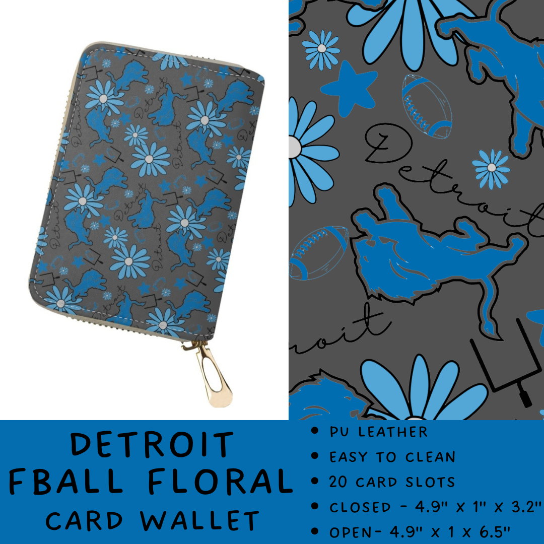 Ready To Ship - Detroit FBall Floral Card Wallet