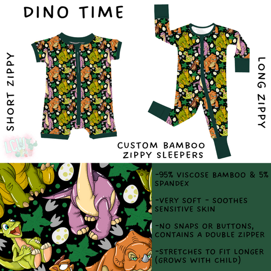 Ready To Ship - Dino Time Short Zippy - 6-12 Mos & Long Zippy - 18-24 Mos
