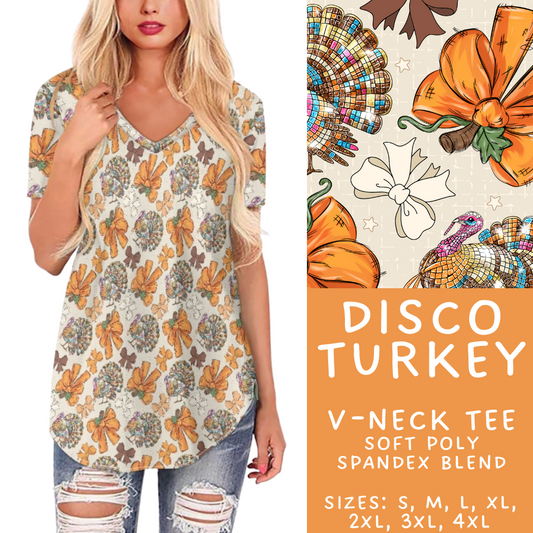 Batch #407 - Fall Fun 2 - Closes 9/4 - ETA mid/late October - Disco Turkey V-Neck Tee