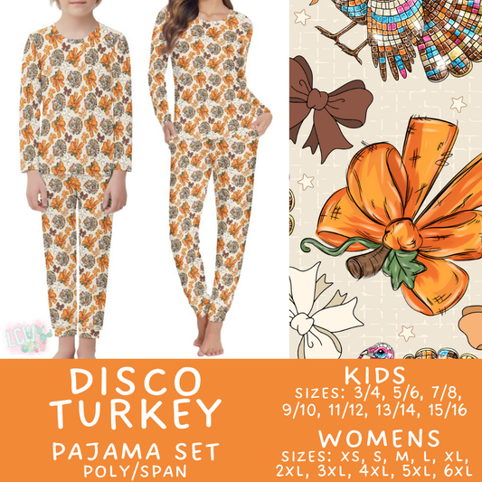 Batch #406 - Fall Family Pajamas - Closes 9/3 - ETA mid/late October -  Disco Turkey Women's & Kid's Pajama Set