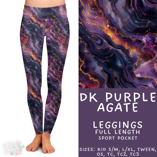 Ready to Ship - Dk Purple Agate Full Length Leggings - Sport Pocket OS