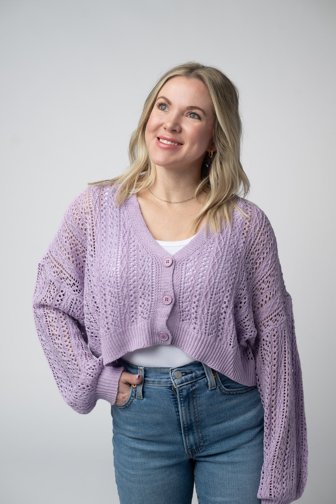 IN STOCK Callie Cropped Cardigan - Lavender