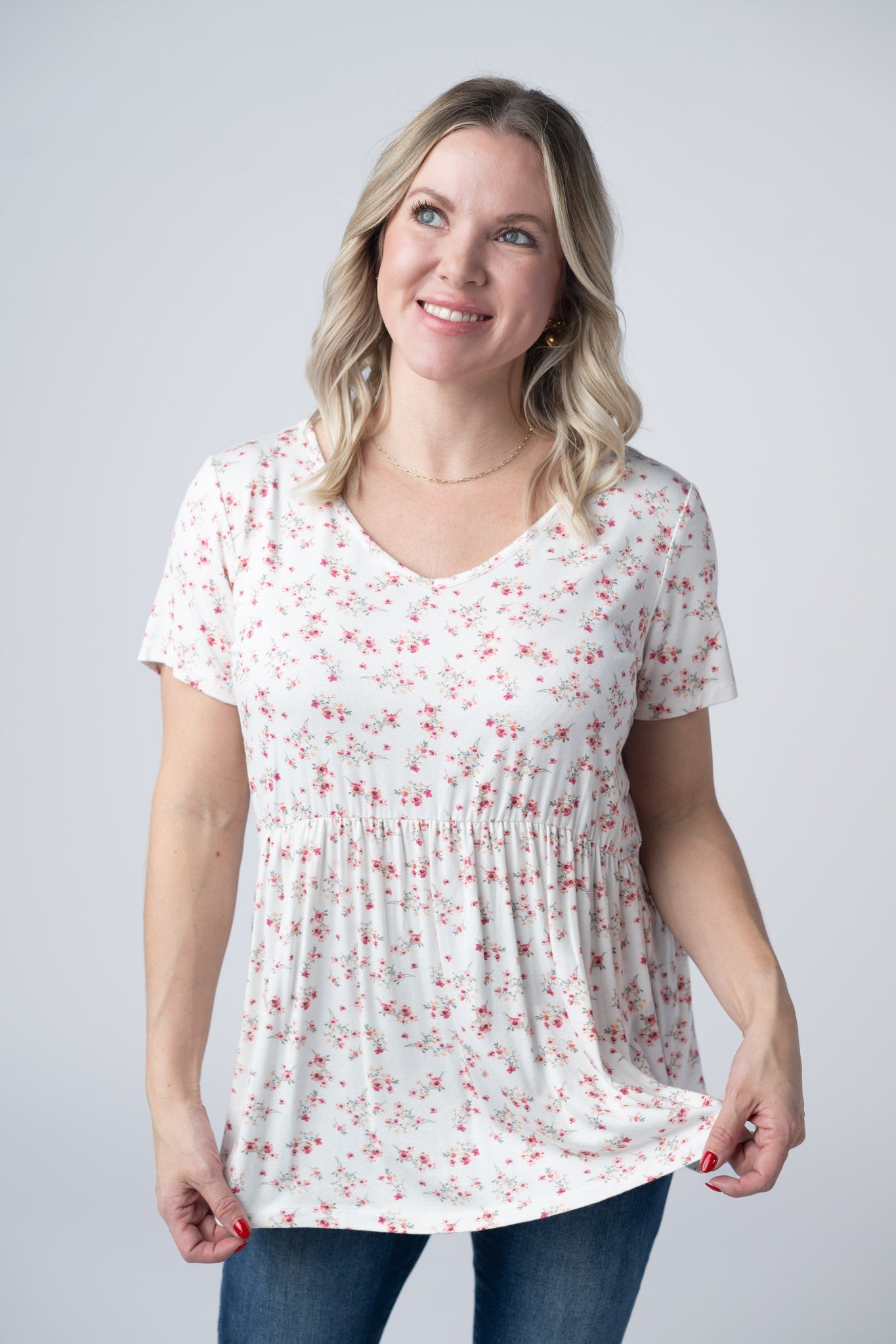 IN STOCK Sarah Ruffle Short Sleeve - Micro Pink Floral