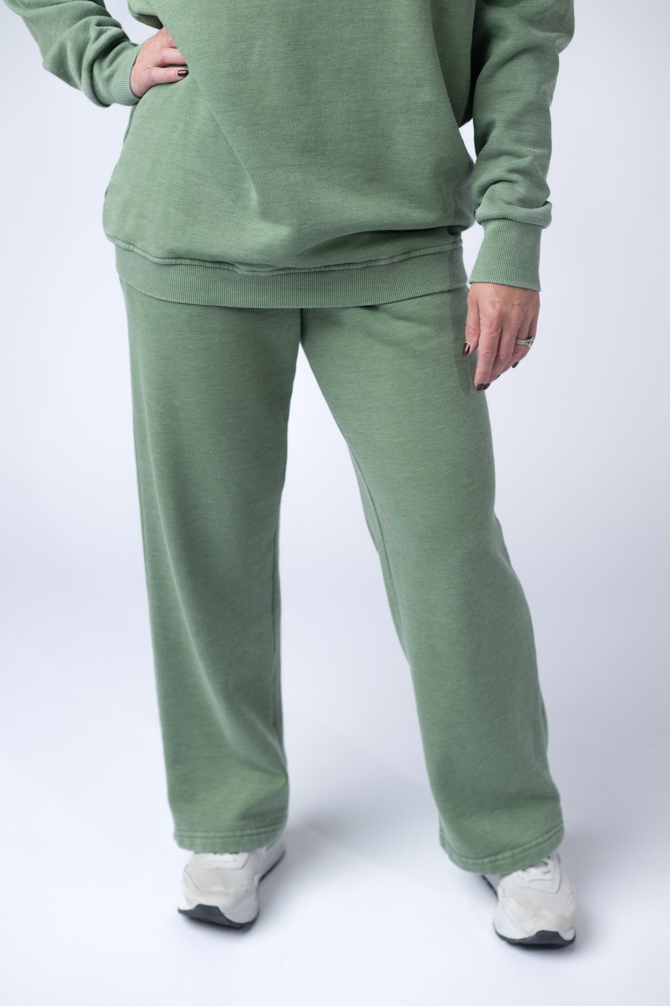 IN STOCK Wide Leg Vintage Wash Bottoms - Olive FINAL SALE