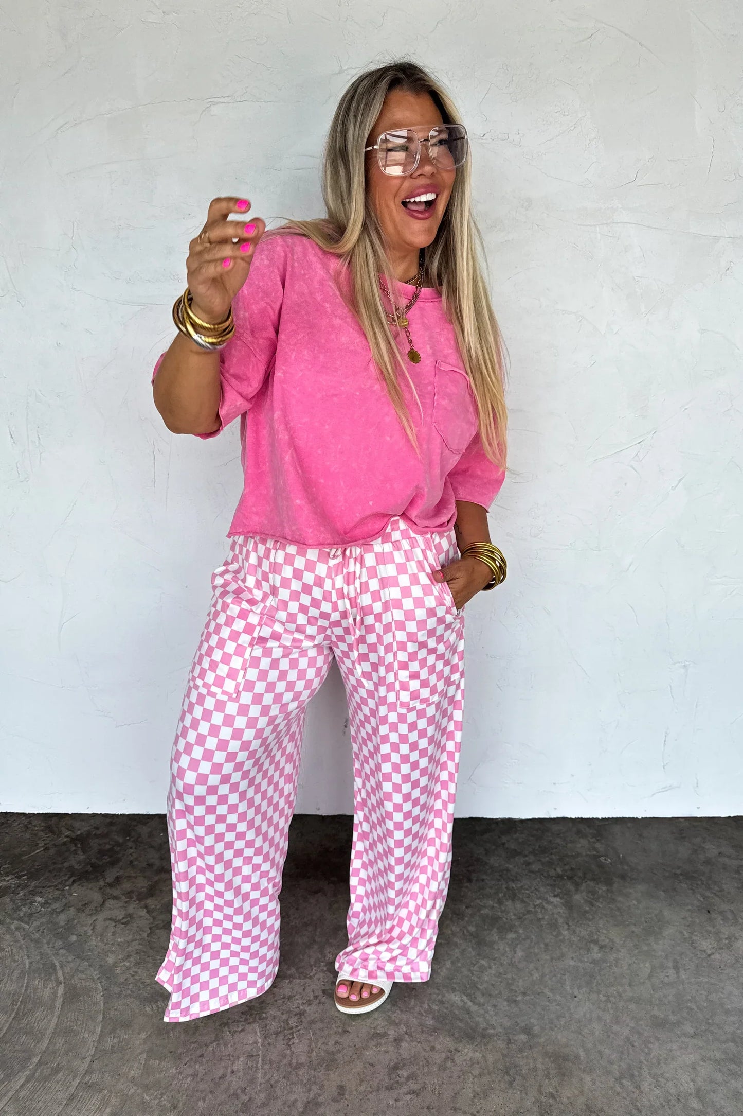PREORDER: Haddie Wide Leg Checker Pants