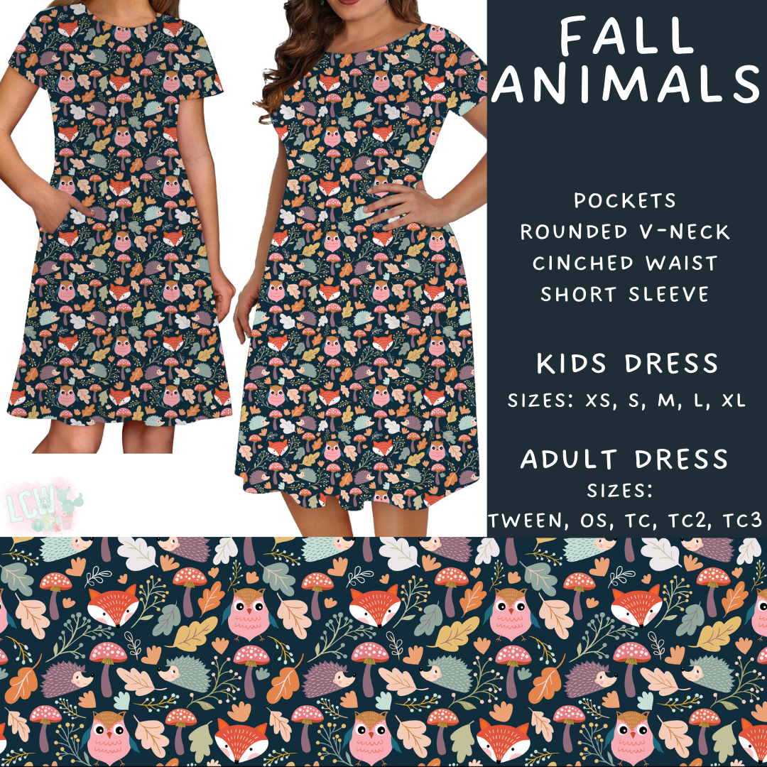 Batch #407 - Fall Fun 2 - Closes 9/4 - ETA mid/late October - Fall Animals Womens & Girls Dresses