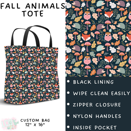 Batch #407 - Fall Fun 2 - Closes 9/4 - ETA mid/late October - Fall Animals Tote