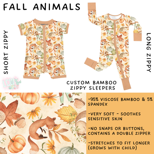 Batch #402 - Little Dreamers HalloFall - Closes 8/27 - ETA mid October - Fall Animals Short and Long Zippy Sleeper