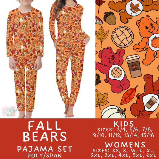 Batch #406 - Fall Family Pajamas - Closes 9/3 - ETA mid/late October -  Fall Bears Women's & Kid's Pajama Set