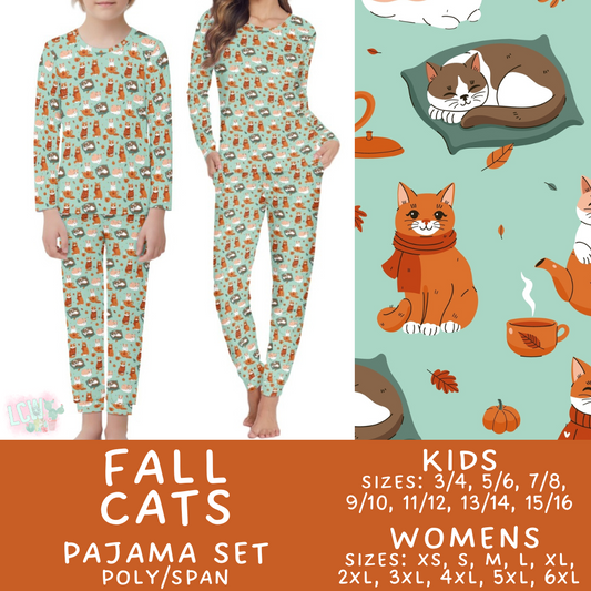 Batch #406 - Fall Family Pajamas - Closes 9/3 - ETA mid/late October -  Fall Cats Women's & Kid's Pajama Set