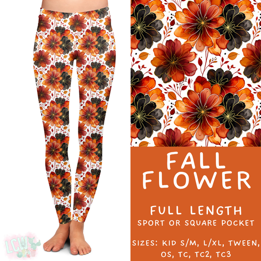 Ready to Ship - Fall Flower Full Length Legging - Square Pocket TC