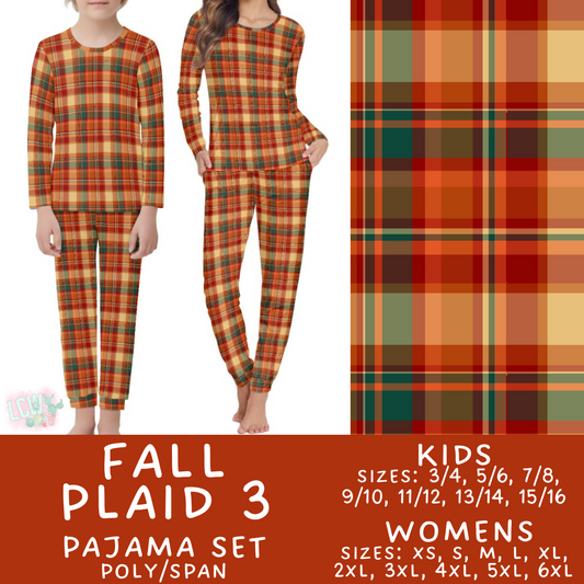 Batch #406 - Fall Family Pajamas - Closes 9/3 - ETA mid/late October -  Fall Plaid 3 Women's & Kid's Pajama Set