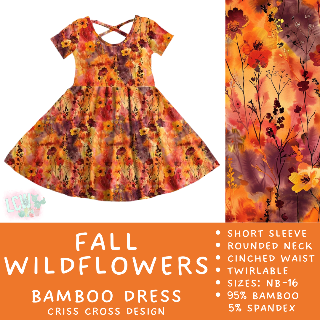 Ready to Ship - Fall Wildflowers Criss-Cross Bamboo Dress - 3T & 5T