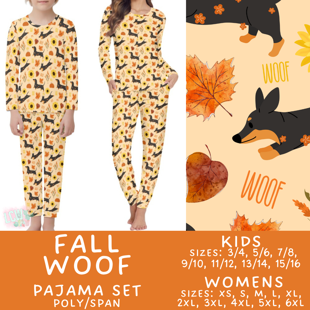 Batch #406 - Fall Family Pajamas - Closes 9/3 - ETA mid/late October -  Fall Woof Women's & Kid's Pajama Set