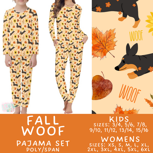 Batch #406 - Fall Family Pajamas - Closes 9/3 - ETA mid/late October -  Fall Woof Women's & Kid's Pajama Set