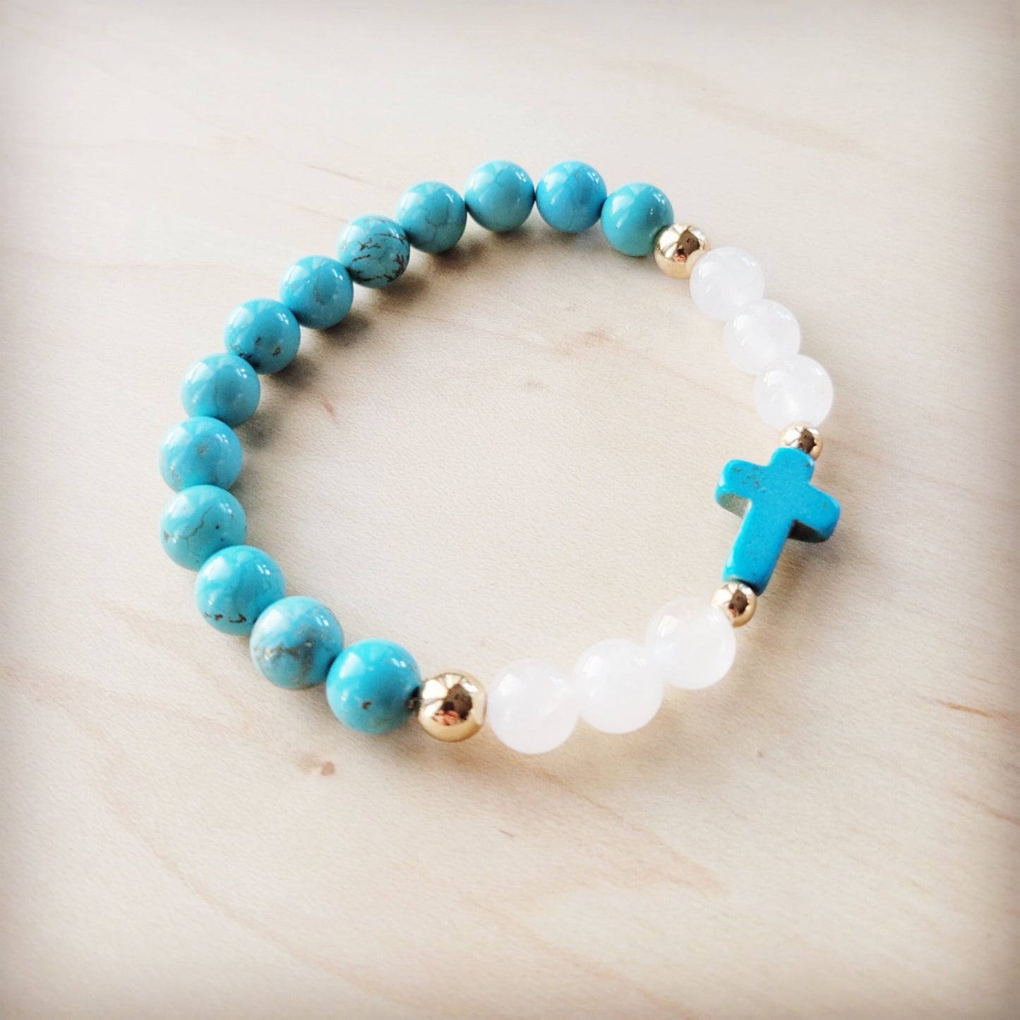 **Natural Jade and Howlite Beaded Stretch Breacelet 806w