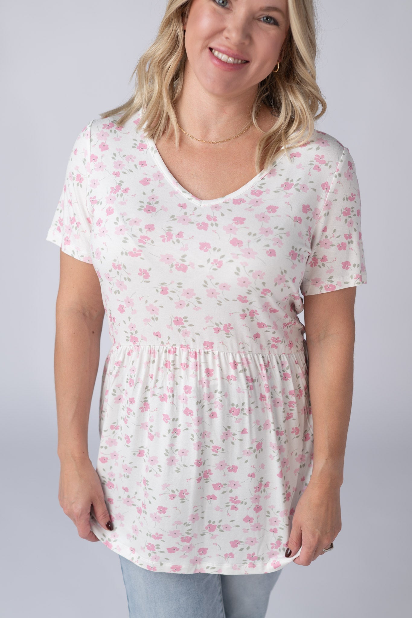 IN STOCK Sarah Ruffle Short Sleeve - Pretty in Pink Floral