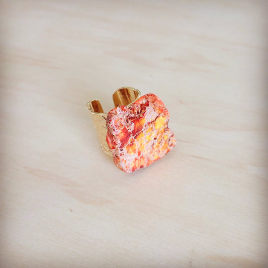 Orange Regalite Western Boho Statement Ring 012ac