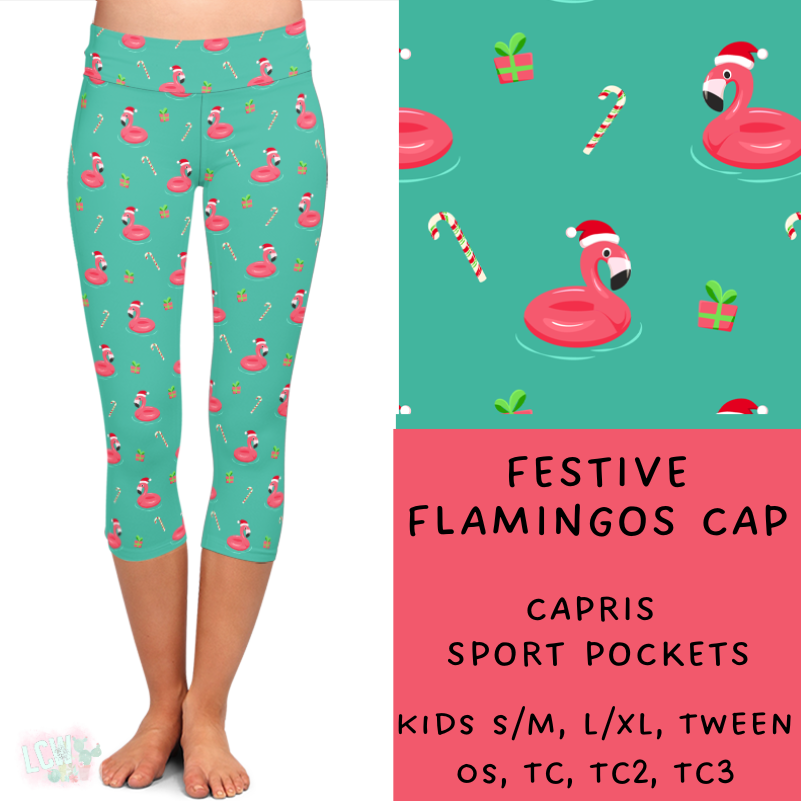 Ready To Ship - Coastal Christmas  - Festive Flamingos